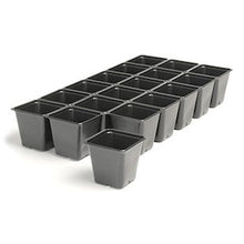 Load image into Gallery viewer, Breakable 3.5&quot; Square Deep Pot with tag slot, black, Sheet of 18, 10&quot;x20&quot; Tray
