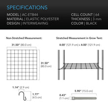 Load image into Gallery viewer, AC Infinity Grow Tent Trellis Netting, Flexible Elastic Cords, 4x4'