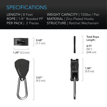 Load image into Gallery viewer, Ac Infinity Heavy Duty Adjustable Rope Clip Hanger, One Pair