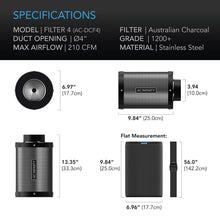 Load image into Gallery viewer, AC Infinity Duct Carbon Filter Australian Charcoal 4 Inch
