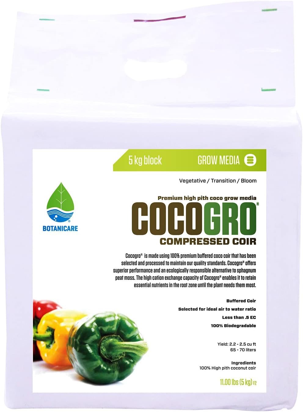 Cocogro Compressed Coconut Coir Bale, 5kg